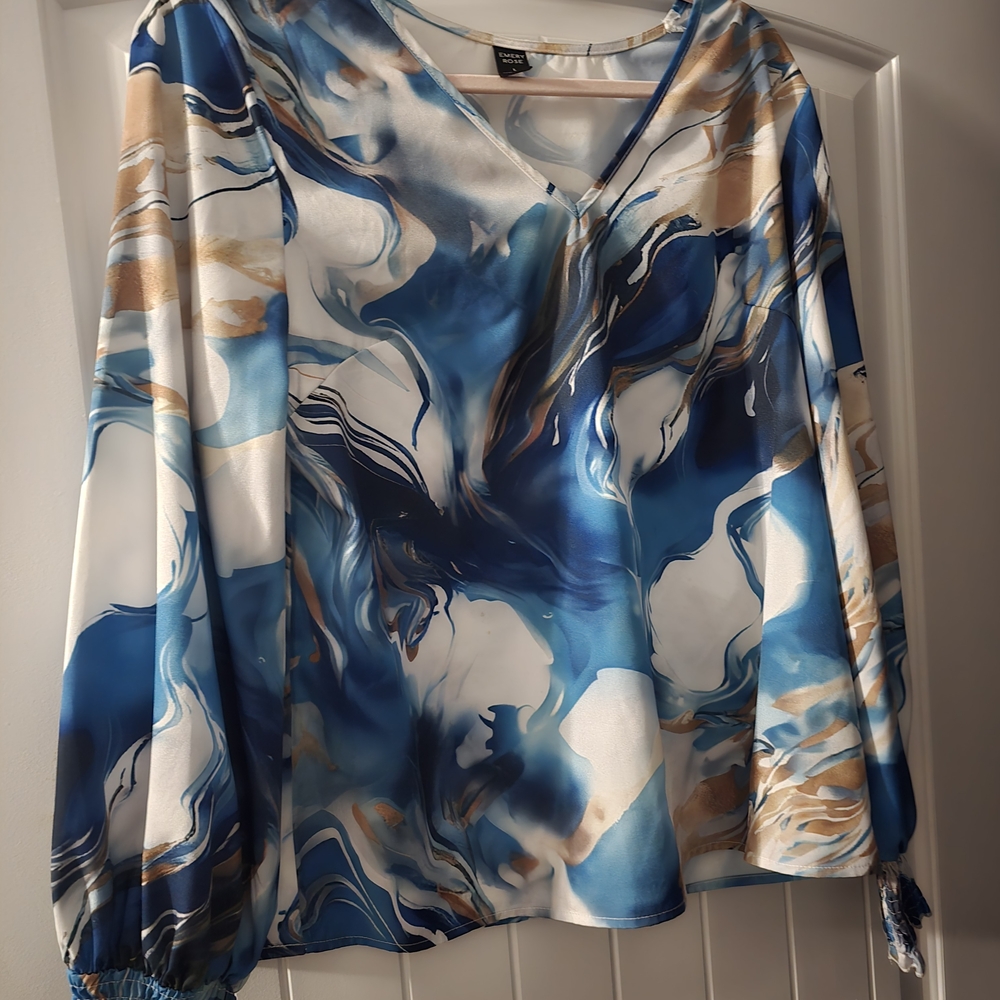 Elegant Blue and White Women's Top